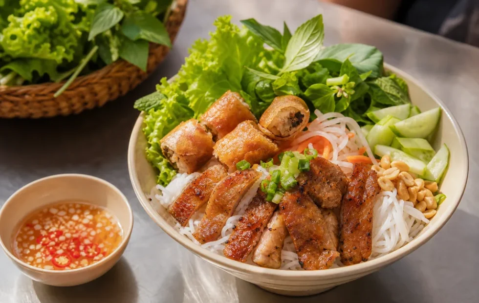 Tô bún thịt nướng Sài Gòn đầy topping hấp dẫn