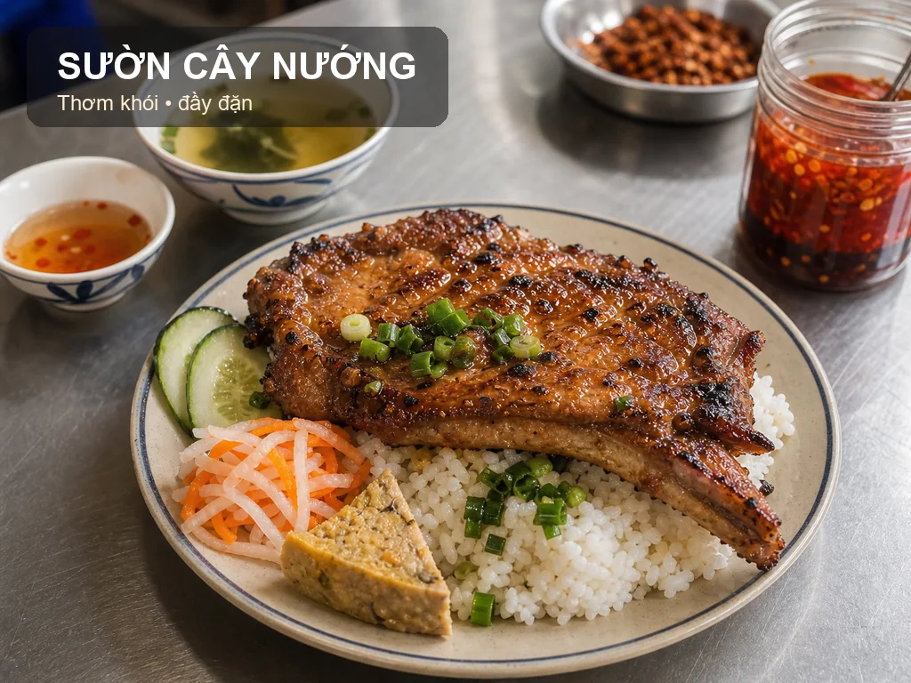 Cơm tấm sườn cây trong danh sách cơm tấm Sài Gòn