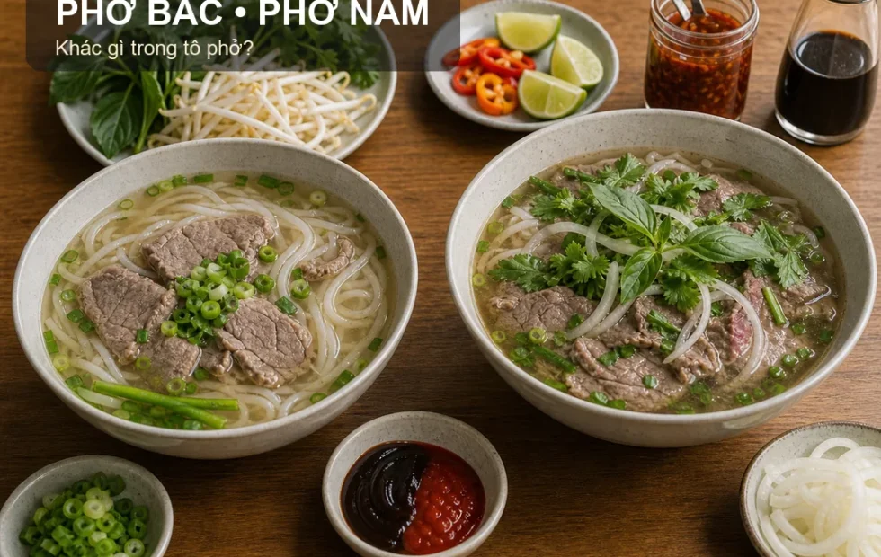 Phở Bắc phở Nam khác nhau qua nước dùng và rau ăn kèm
