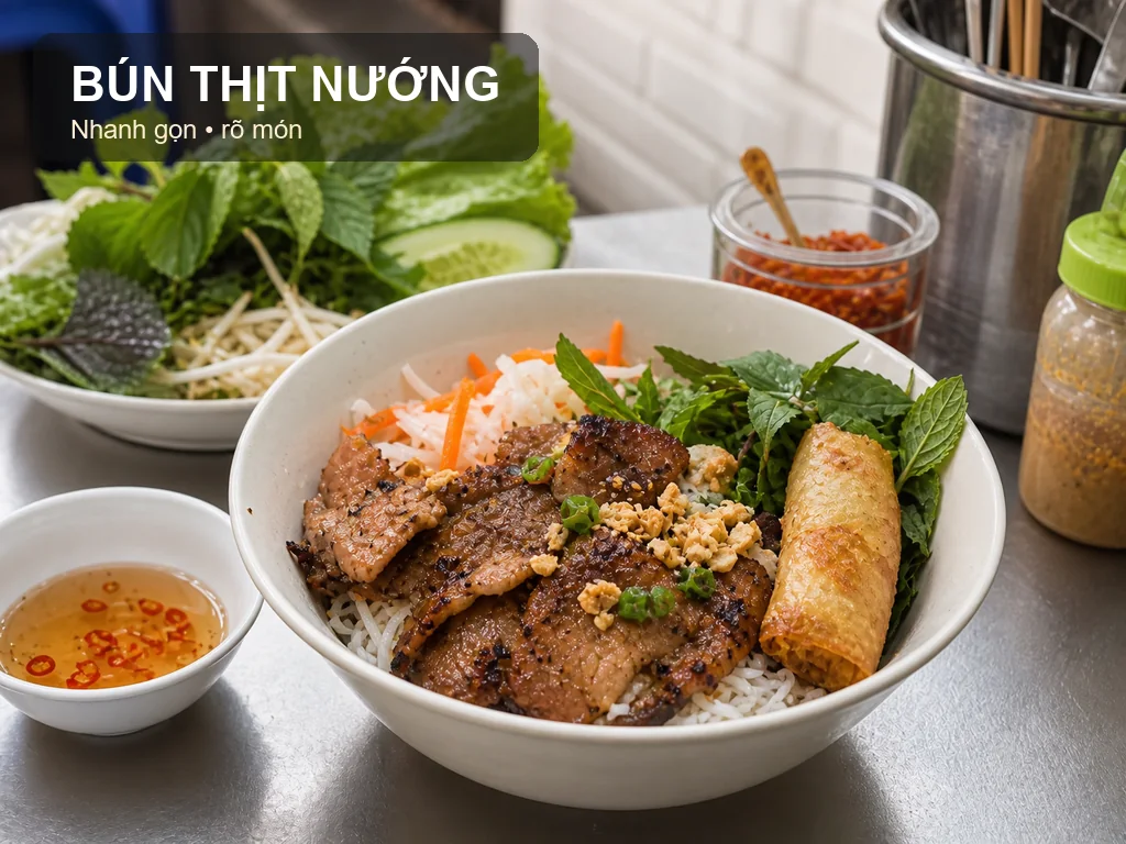 Bún thịt nướng trong danh sách quán ăn ngon quận 1