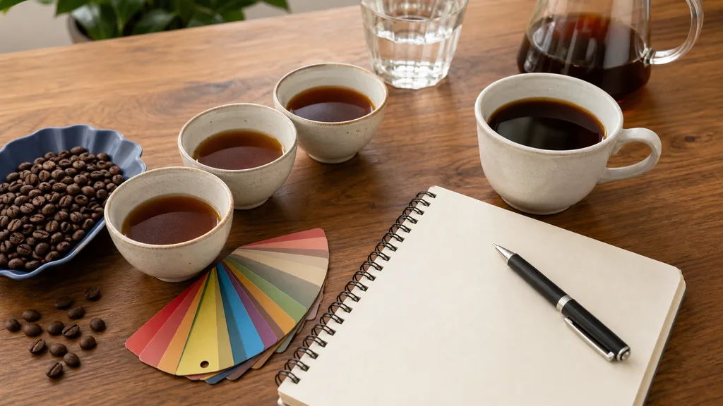 Bàn làm việc trong quán cafe với sổ tay và cà phê