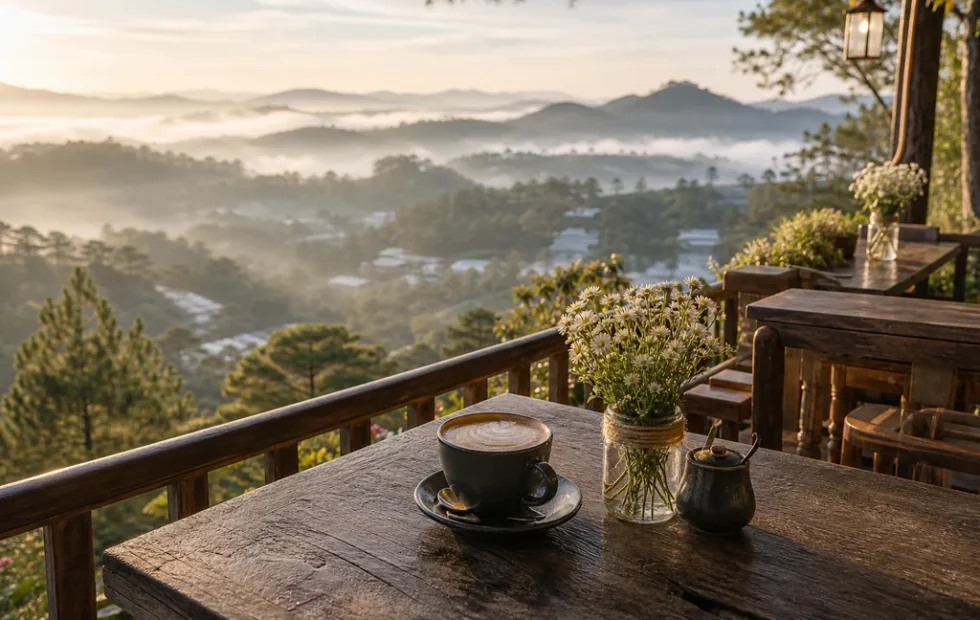 Cafe đẹp Đà Lạt view đồi núi thơ mộng