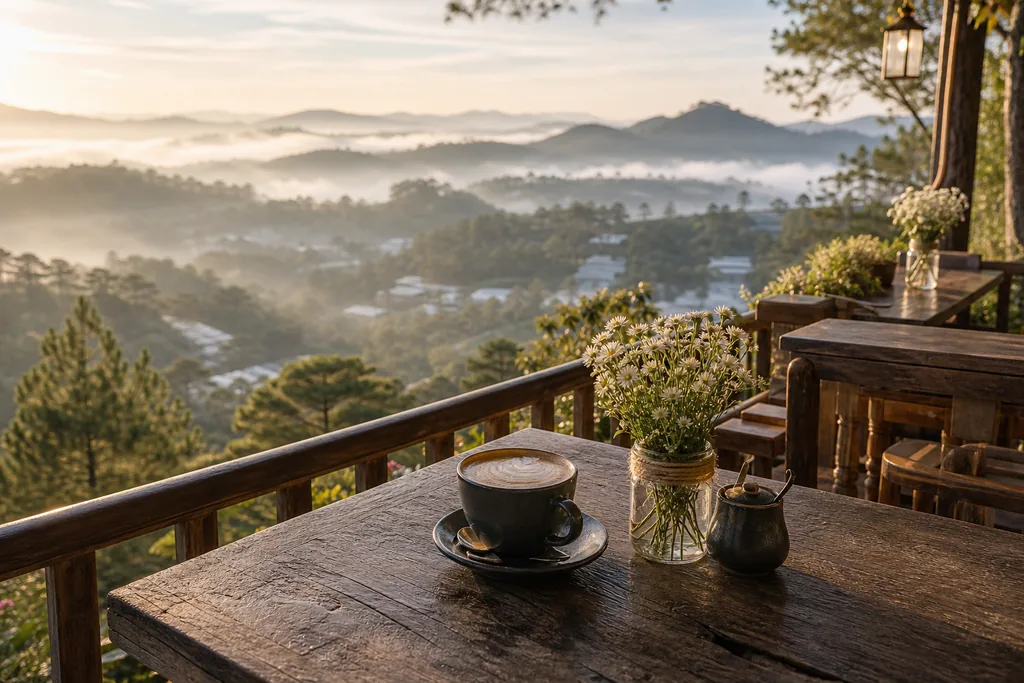 Cafe đẹp Đà Lạt view đồi núi thơ mộng