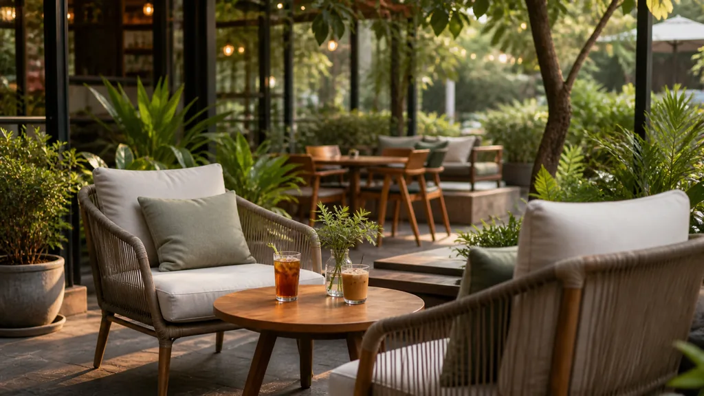 Bàn ghế cafe ngoài trời phù hợp ngồi lâu
