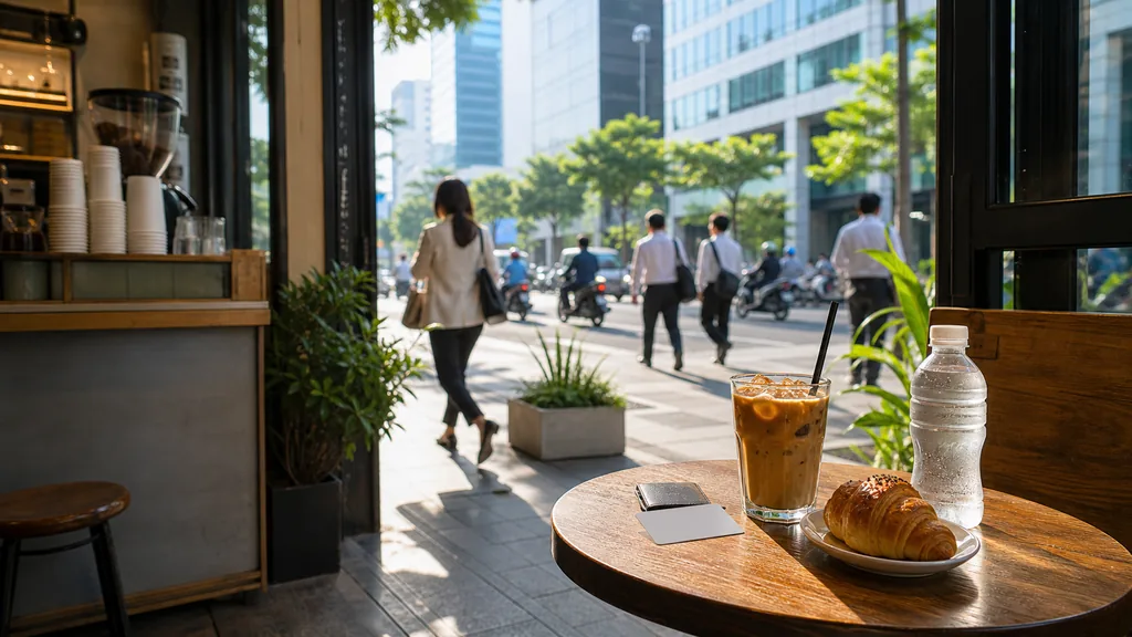 Cafe sáng gần khu văn phòng ở Sài Gòn