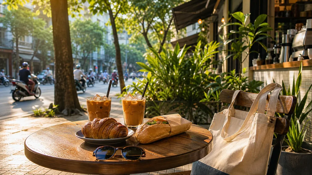 Cafe sáng Sài Gòn trước giờ làm với cà phê đá và bánh mì