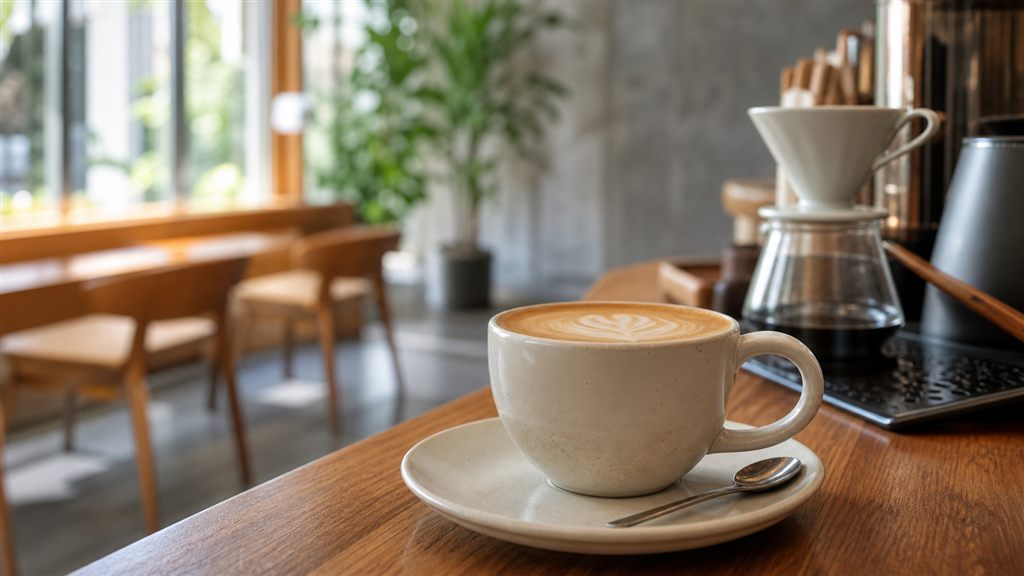 Ly cafe specialty Sài Gòn trên quầy pha chế