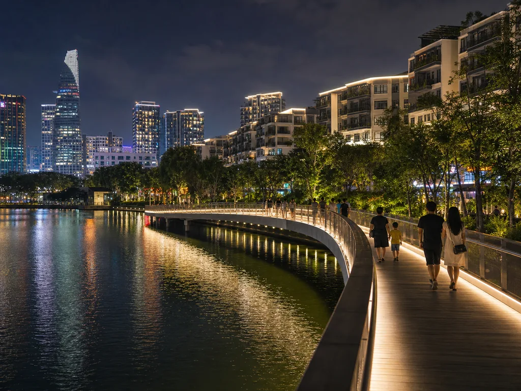 Cầu Ánh Sao Quận 7 buổi tối