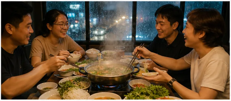 Lẩu ngày mưa Sài Gòn cho nhóm bạn