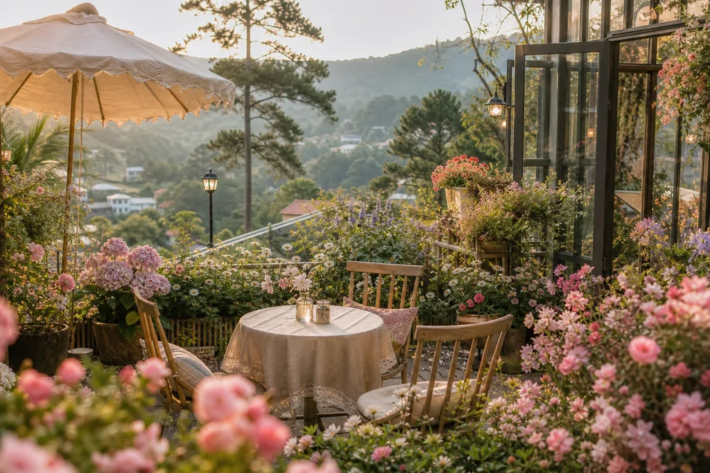 Túi Mơ To Garden Đà Lạt quán cafe trong vườn hoa