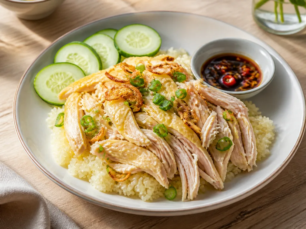 Xôi gà Sài Gòn với gà xé và hành phi